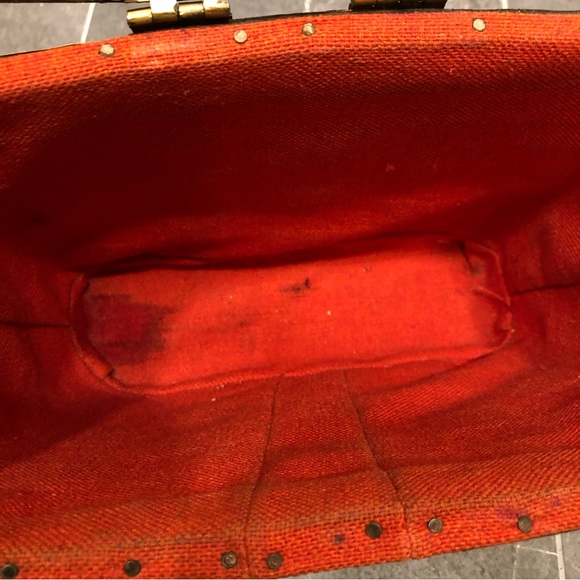 Vintage basket purse 1960s 60s brown travel postcard decoupage logo magazine - Picture 10 of 13